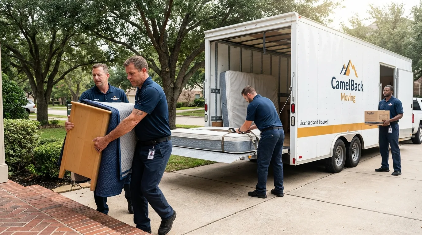 Crew loading residential truck for cross-state move from Covington, GA