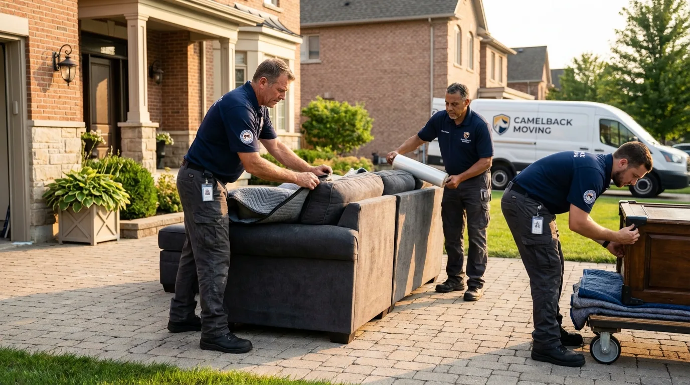 Large estate moving crew wrapping furniture in Covington, GA