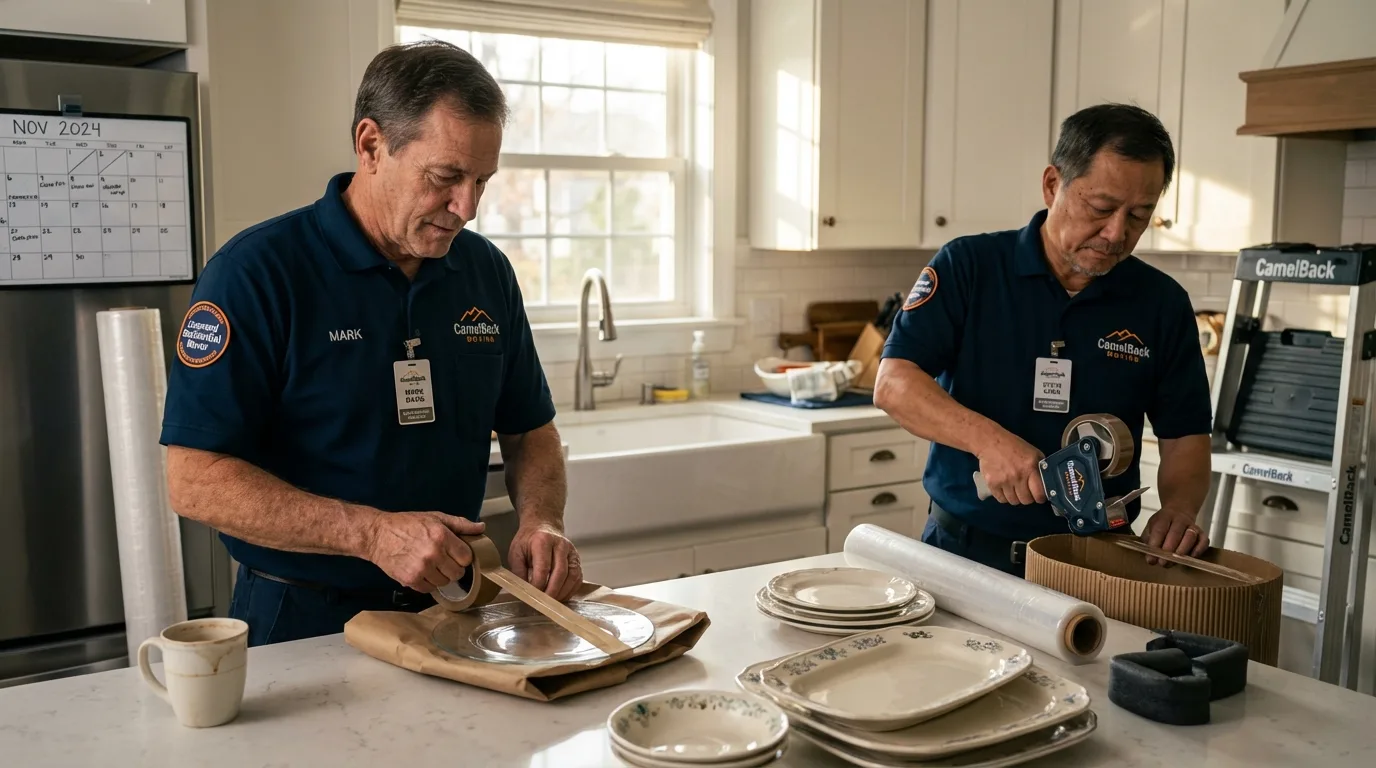 Professional crew packing kitchen dishware in Covington, GA
